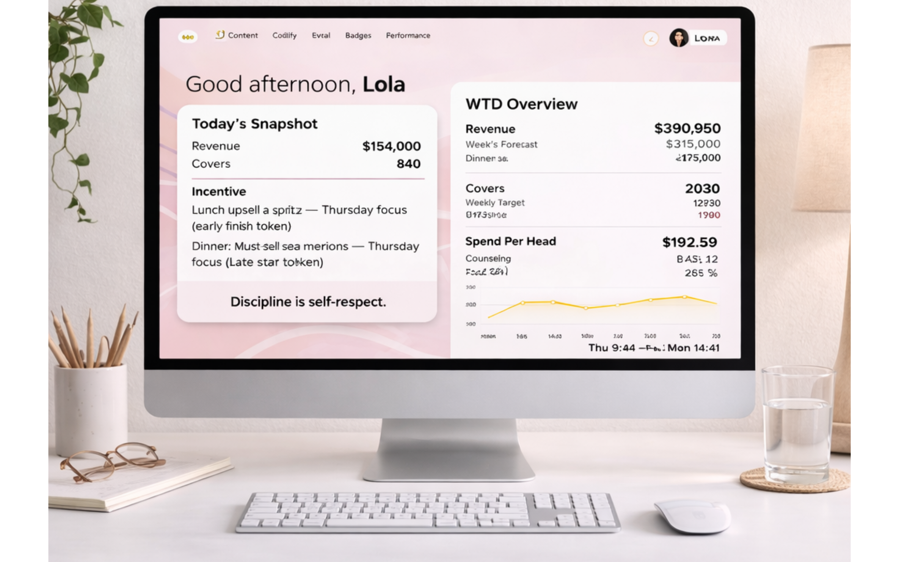 Say Less dashboard mockup on computer